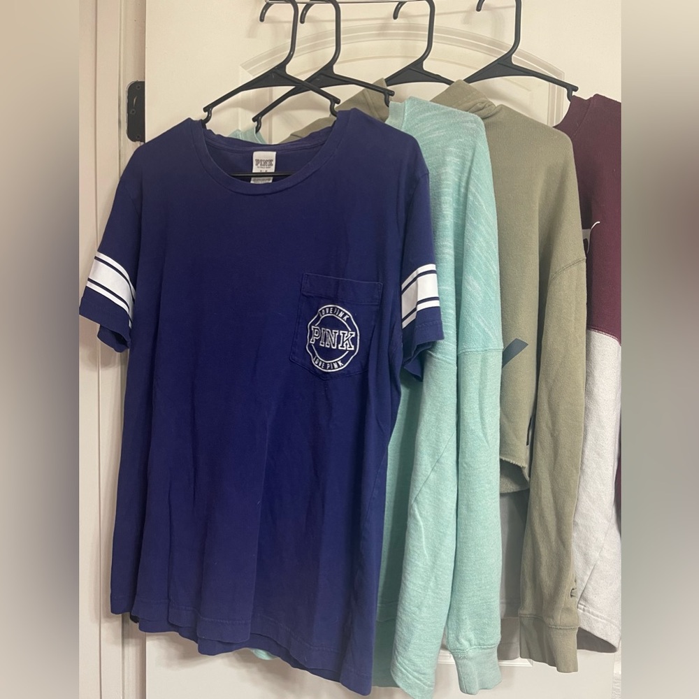 Women’s PINK Crop Top, Shirt, and Long Sleeves (2) Bundle Size Medium